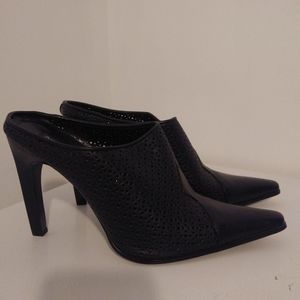 NWOB Nine West Black Leather Ankle Booties Mules